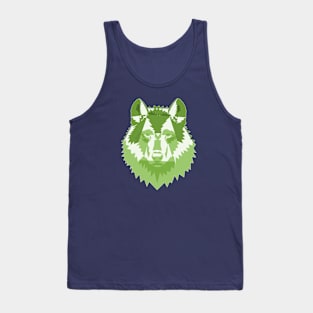 Geometric Green Wolf Tank Top